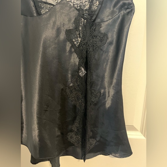 LA SENZA Satin Lingerie Camisole Black w/ Lace Trim Tank Size M - Picture 3 of 7